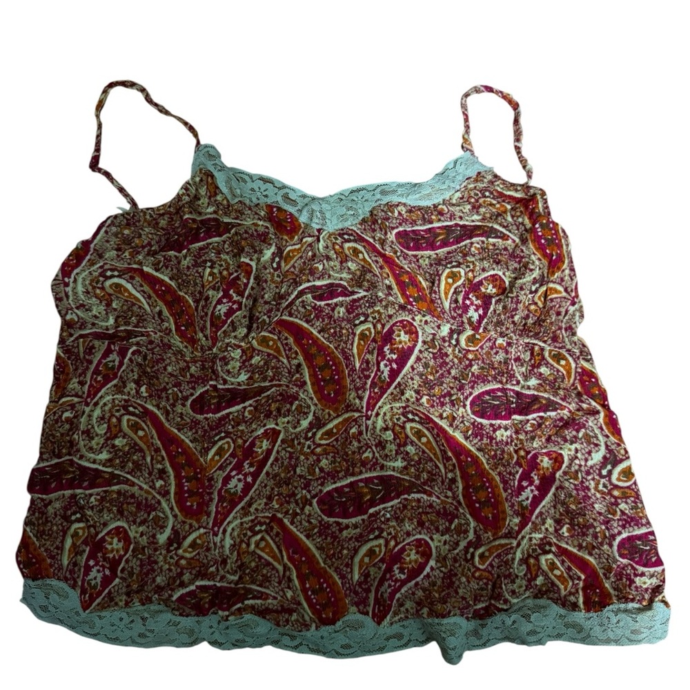 Paisley Print Camisole with Lace Trim